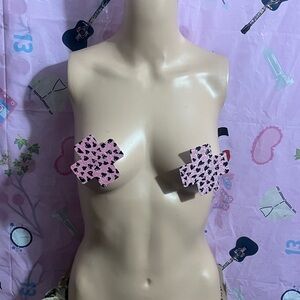 Pink Leopard Heart Print Pasties NWT
